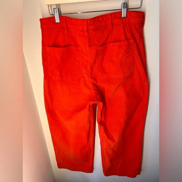 Marine Layer Bridget Wide Leg High Rise Corduroy Pants in Bright Orangey Red - Picture 4 of 5